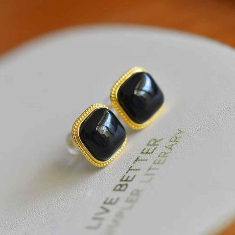 【Nama】Anting Stud Persegi Perak Sterling S925 Bertatahkan Giok Hetian  【Nomor Barang】8821-2# 【Spesifikasi】Batu Mentah: 10×10 cm Termasuk ongkos kirim dan pajak