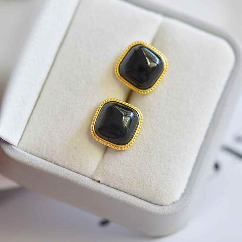【Nama】Anting Stud Persegi Perak Sterling S925 Bertatahkan Giok Hetian  【Nomor Barang】8821-2# 【Spesifikasi】Batu Mentah: 10×10 cm Termasuk ongkos kirim dan pajak