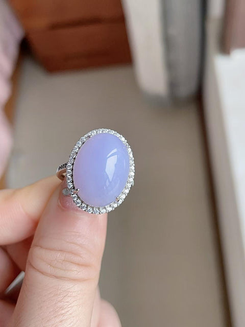 Cincin giok alami, terbuat dari material tambang lama, dengan tekstur halus dan hangat, warna ungu yang indah, dipasang pada perak 925, ukuran 1,5 x 1,3 cm, termasuk ongkos kirim dan pajak.