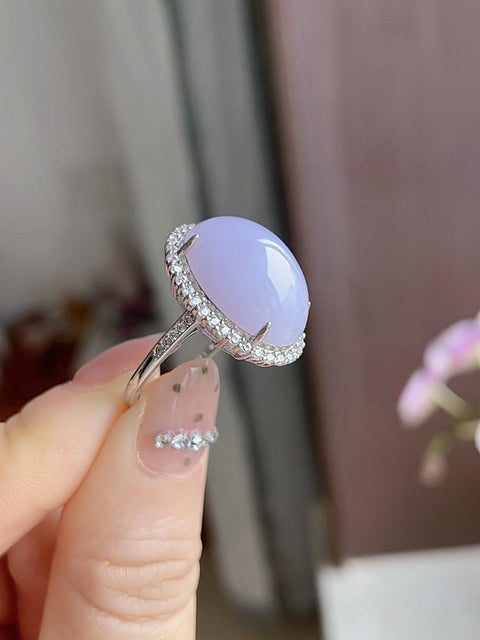 Cincin giok alami, terbuat dari material tambang lama, dengan tekstur halus dan hangat, warna ungu yang indah, dipasang pada perak 925, ukuran 1,5 x 1,3 cm, termasuk ongkos kirim dan pajak.