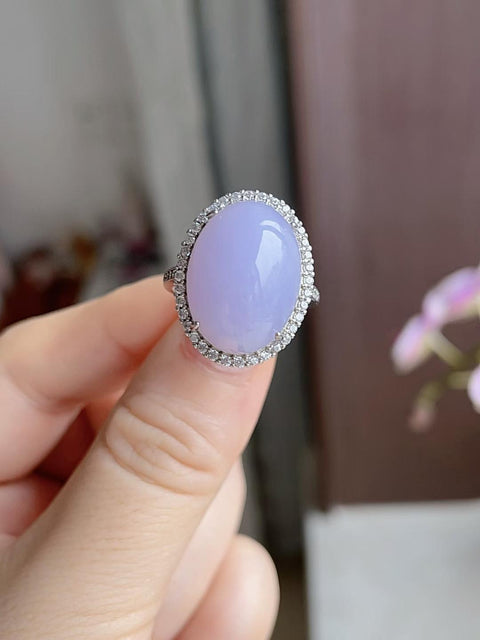 Cincin giok alami, terbuat dari material tambang lama, dengan tekstur halus dan hangat, warna ungu yang indah, dipasang pada perak 925, ukuran 1,5 x 1,3 cm, termasuk ongkos kirim dan pajak.