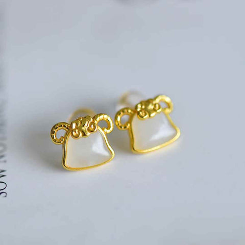 8859-2#s925 Anting Domba Giok Hetian Bertatahkan Perak (Batu Lepas): 6×8 cm, termasuk ongkos kirim dan pajak.