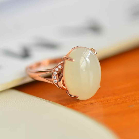 1338-1#S925 Cincin Cabochon Giok Hetian Bertatahkan Perak (Batu Mentah: 12*16 cm) Termasuk ongkos kirim dan pajak.