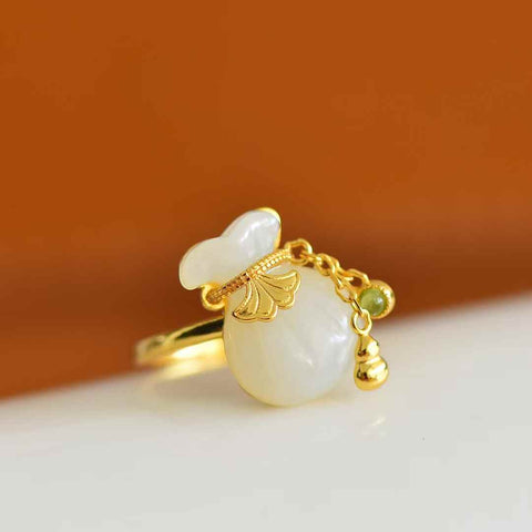 1049-2#S925 Cincin Kantung Uang Batu Giok Hetian Bertatahkan Perak (Batu Lepas): 12*16mm, termasuk ongkos kirim dan pajak.