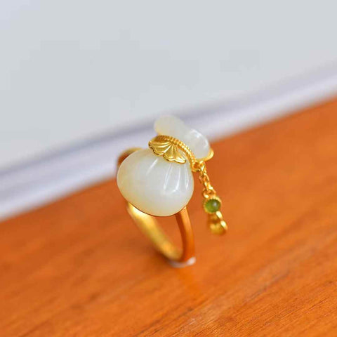 1049-2#S925 Cincin Kantung Uang Batu Giok Hetian Bertatahkan Perak (Batu Lepas): 12*16mm, termasuk ongkos kirim dan pajak.