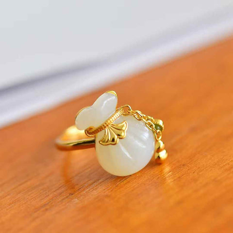 1049-2#S925 Cincin Kantung Uang Batu Giok Hetian Bertatahkan Perak (Batu Lepas): 12*16mm, termasuk ongkos kirim dan pajak.
