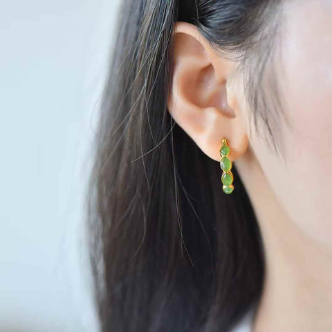 12654-2#s925 Anting-anting Giok Hetian Bertatahkan Perak dengan Berbagai Sisi】Batu Mentah: 3×5 (termasuk ongkos kirim dan pajak)