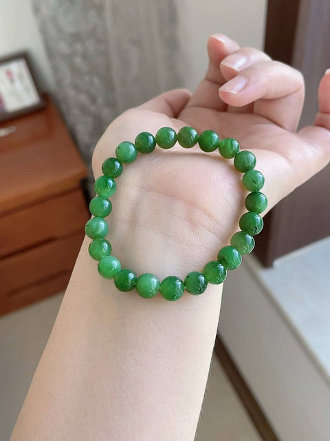 Gelang giok alami, klasik dan serbaguna, bersih dan menyegarkan, menawan di pergelangan tangan, diameter 8mm, harga sudah termasuk ongkos kirim dan pajak.