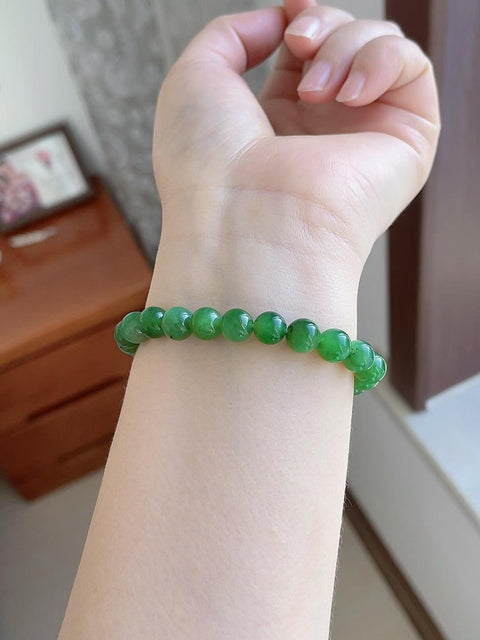Gelang giok alami, klasik dan serbaguna, bersih dan menyegarkan, menawan di pergelangan tangan, diameter 8mm, harga sudah termasuk ongkos kirim dan pajak.