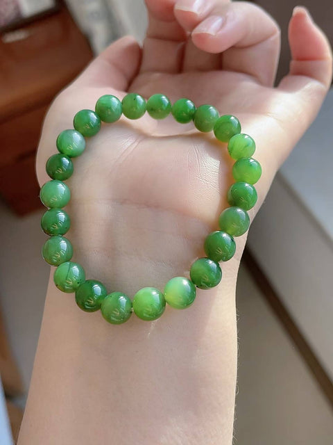 Gelang giok alami, klasik dan serbaguna, bersih dan menyegarkan, menawan di pergelangan tangan, diameter 8mm, harga sudah termasuk ongkos kirim dan pajak.