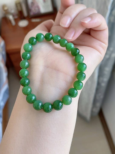 Gelang giok alami, klasik dan serbaguna, bersih dan menyegarkan, menawan di pergelangan tangan, diameter 8mm, harga sudah termasuk ongkos kirim dan pajak.