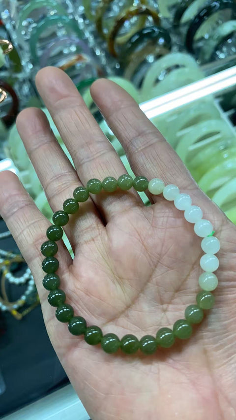 Gelang giok Hetian gradien, 6mm, termasuk ongkos kirim dan pajak.