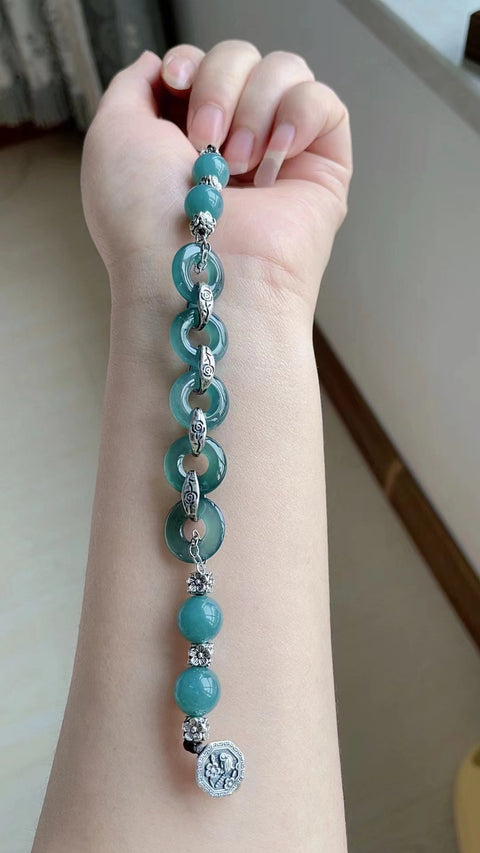 Gelang giok alami, tembus pandang sangat baik, ukuran 1.5, termasuk ongkos kirim dan pajak.