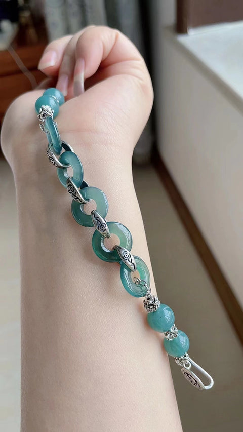 Gelang giok alami, tembus pandang sangat baik, ukuran 1.5, termasuk ongkos kirim dan pajak.