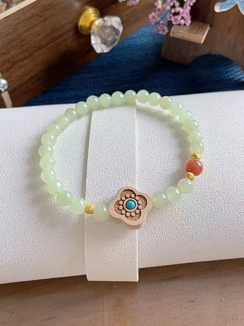 Gelang giok Hetian alami, menampilkan amber, akik merah, dan berlian hijau. Nilai yang bagus untuk hadiah atau sebagai kenang-kenangan pribadi. Ukuran: 0,6. Termasuk ongkos kirim dan pajak.