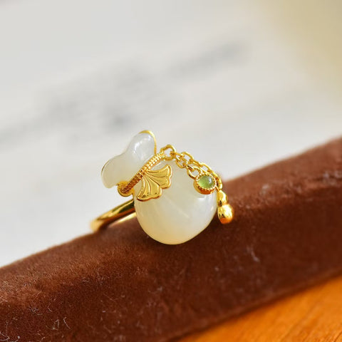 Cincin Giok Hetian "Kantong Uang" dengan Rangka Perak S925 - 1049-2# 12×16 mm. Gratis ongkos kirim dan pajak.
