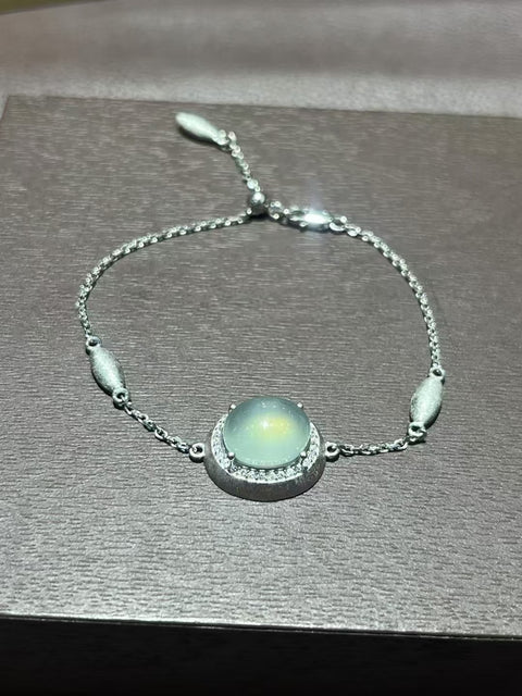 Gelang Giok Alami dari Perak 925 Ukuran 12 * 9.5mm Giok gaya yang bagus, halus dan hangat Termasuk pajak pengiriman