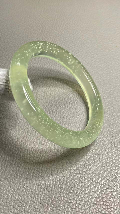 Gelang Warna Es Kuning Giok Cui Giok Alami Ukuran 59-61mm Ukuran 60.2mm Lebar Sisi 11mm Giok terjadi secara alami Pola acak termasuk pajak pengiriman