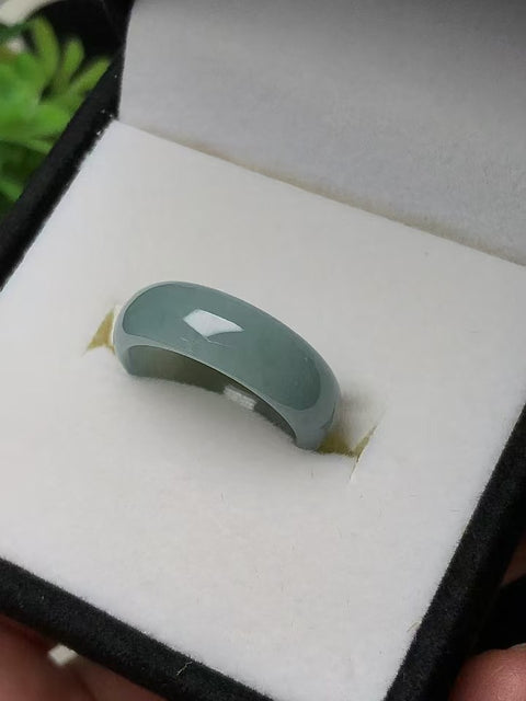 Cincin kalung kalung cincin batu giok alami kabut biru ukuran 17.8mm batu giok bersih, halus dan hangat Termasuk pajak pengiriman