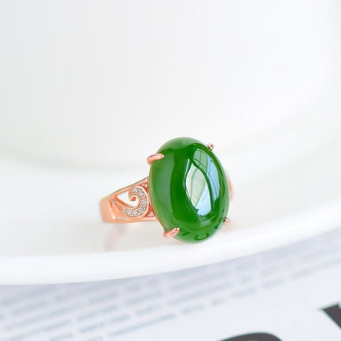 11339-1 Cincin Jasper Alami Ukuran 12 * 16mm Ditetapkan dalam Gaya Giok Halus 925 Perak Termasuk pajak pengiriman.