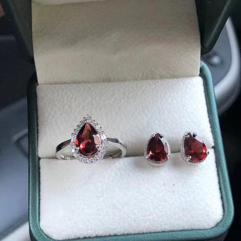 Tetesan Garnet Alami yang Ditetapkan dalam Gaya 925 Perak Ukuran 6 * 8mm Termasuk ongkos kirim dan pajak.