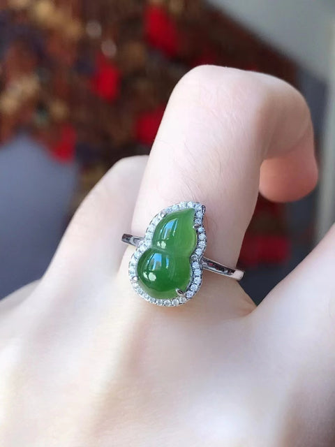 Cincin Labu Jasper Alami yang terbuat dari perak 925 Ukuran 14 * 8mm dengan bezel yang dapat disesuaikan Batu giok yang bersih, halus, dan hangat Sudah termasuk pajak pengiriman.
