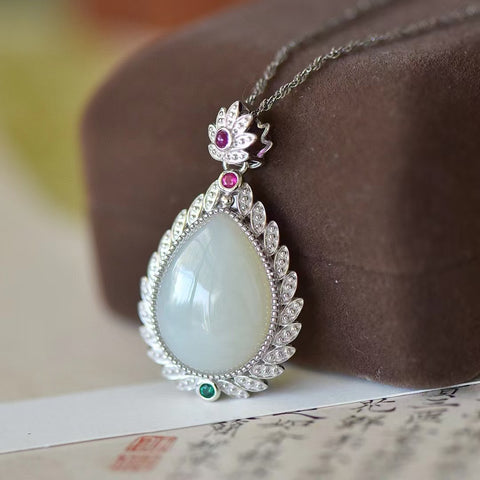 3403 Kalung Giok Hetian Alami 925 pengaturan perak Ukuran 15 * 20mm Giok baik-baik saja dan hangat, gaya yang indah sudah termasuk pajak pengiriman.