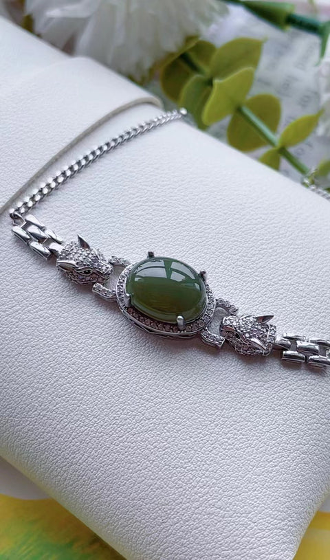 Gelang Giok Hetian Alami 925 tatahan perak, bahan halus dan hangat, gaya elegan, sudah termasuk pajak pengiriman.