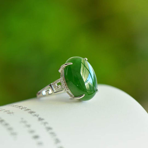 11180 # 925 Cincin Perak (13 * 18) dengan motif Jasper di Hotan Jade (13 * 18) 👉Gaya baru dan unik Jade yang hangat dan halus, yang menarik dan menarik untuk dipakai Sudah termasuk pajak pengiriman