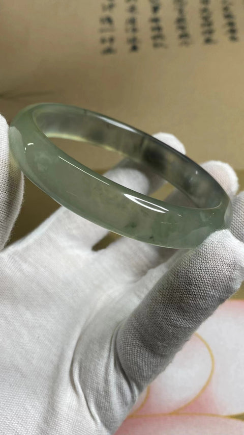 Gelang Tinta Giok Cui Alami Ukuran 64-66mm Ukuran 65.6mm Lebar Sisi 13.4mm Giok Tidak ada yang terjadi secara alami Pola acak termasuk pajak pengiriman