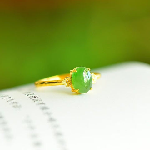 11524-2 Cincin Jasper Alami Ukuran 6 * 8mm 925 pengaturan perak Giok halus dan hangat Termasuk pajak pengiriman.