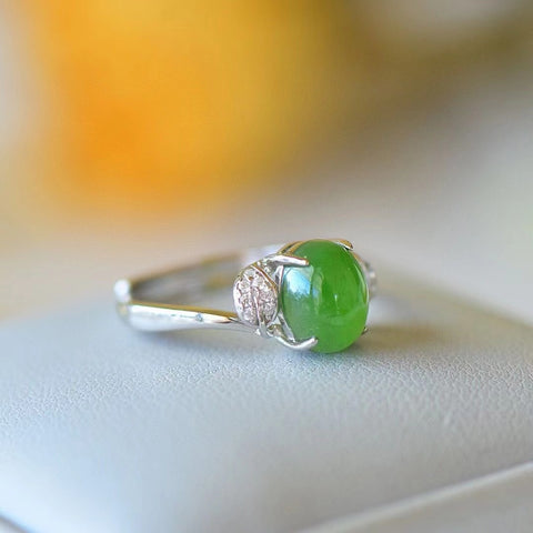 Cincin Jasper Alami yang terbuat dari perak 925, giok bersih, gaya penuh gaya & sudah termasuk pajak pengiriman
