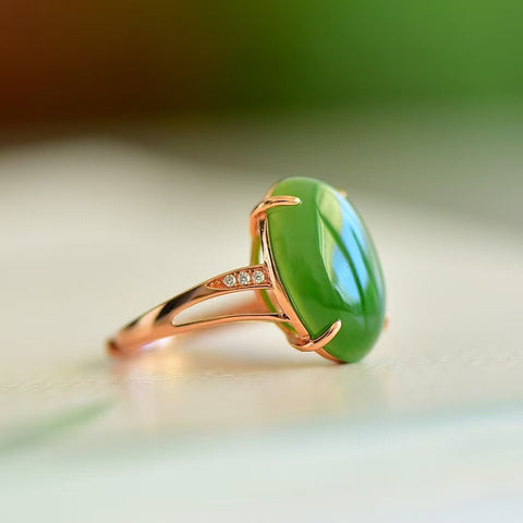 11357-1 Cincin Jasper Alami, 925 perak, giok halus dan hangat, gaya yang indah, sudah termasuk pajak pengiriman.