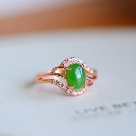 11152 Cincin Jasper Alami & nbsp; Ukuran 6 * 8mm 925 Giok Tatahan Perak bersih dan halus serta hangat Sudah termasuk pajak pengiriman.