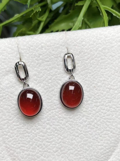 Anting Garnet Alami dengan Gaya Perak 925 Ukuran 11 * 9mm Termasuk pajak pengiriman
