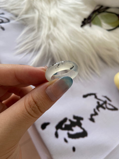 Cincin Pelek Lebar Giok Cui Giok alami bersih, halus dan hangat Ukuran 17,2 mm Harga Sudah termasuk ongkos kirim dan pajak