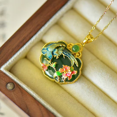 10855-2T Kalung Kunci Jasper Ruyi Alami Ukuran 19 * 26mm Kualitas giok baik-baik saja dan hangat, gaya yang indah Termasuk pajak pengiriman