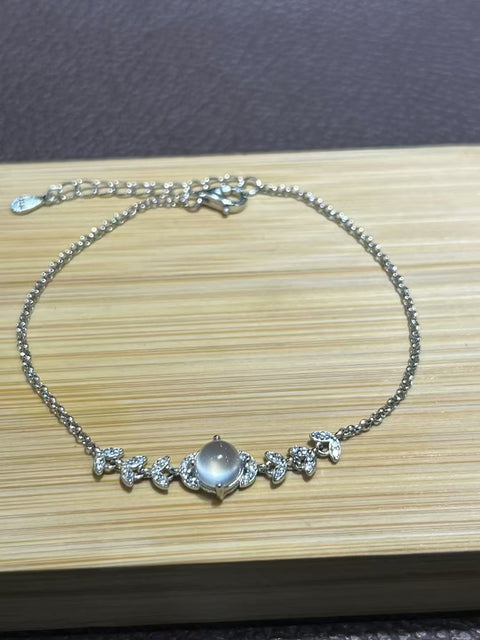 Gelang Es Tinggi Giok Alami Ukuran 6mm Set dalam 925 Perak Giok bersih, halus dan hangat Termasuk ongkos kirim dan pajak.