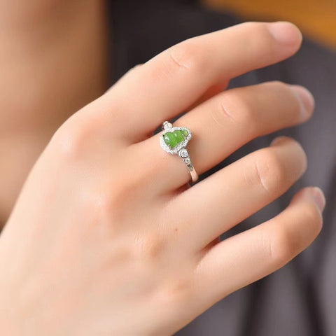 Set Cincin Labu Jasper Hetian Alami dari Giok Hetian Gaya Perak 925 Perak yang Halus dan Hangat Termasuk Pengiriman dan Pajak
