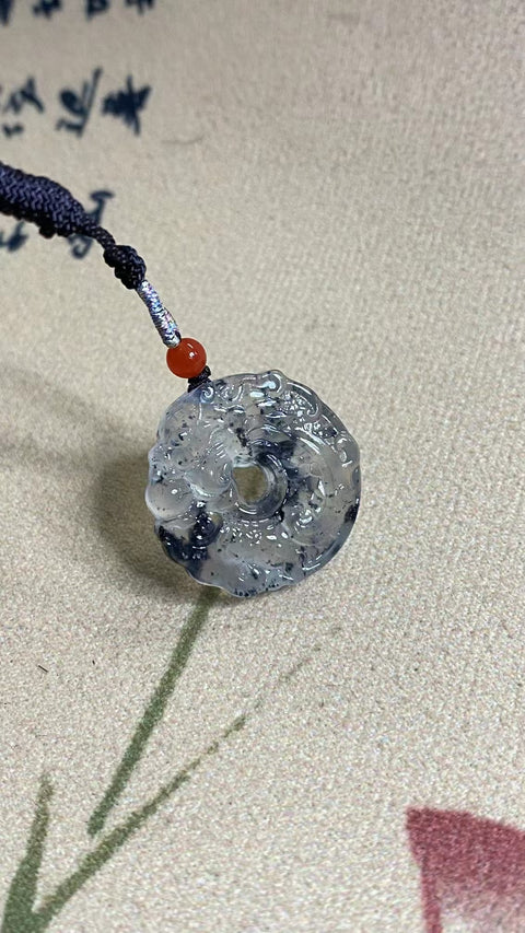 Liontin Naga Giok Cui Alami dengan pola dan gaya yang indah Ukuran 24,3 * 24,3 mm Sudah termasuk ongkos kirim dan pajak
