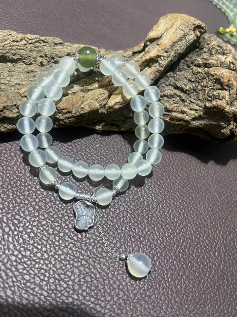 Gelang Es Batu Giok Cui Alami Ukuran 8mm Batu giok bersih, halus dan hangat Sudah termasuk pajak pengiriman.