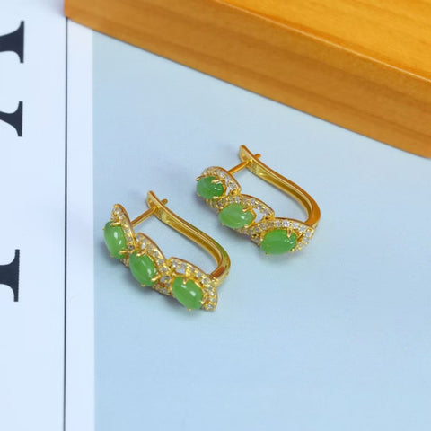 Anting Mata Kuda Batu Giok Hetian Bertatahkan Perak S925 - 12542-2# Spesifikasi 3*5 cm. Gratis ongkos kirim dan pajak.