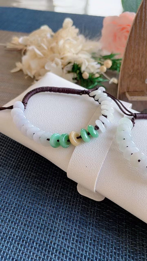 Gelang giok alami, material tambang kuno, tekstur halus dan hangat, material tiga warna yang indah, wajib dimiliki untuk kekayaan, ukuran 0.9. Gratis ongkos kirim dan pajak.
