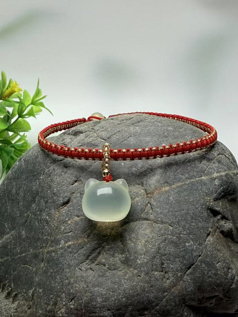 Gelang Cakar Kucing Giok Cui Giok Alami Ukuran 15 * 14mm Giok baik-baik saja dan hangat, gaya yang indah, sudah termasuk pajak pengiriman.