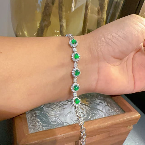 Gelang Jadeite Guatemala Alami Ukuran 4,5 mm Ukuran Keseluruhan 18 cm 925 Perak Sudah Termasuk Pajak Pengiriman.