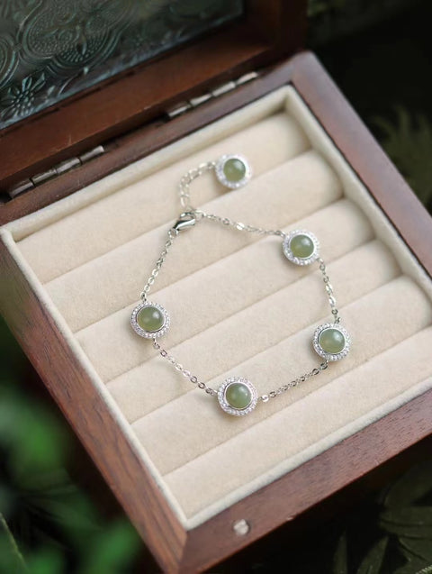 Gelang Fashion Gelang Giok Jasper Alami yang bersih, halus dan hangat, terbuat dari perak 925, sudah termasuk pajak pengiriman.
