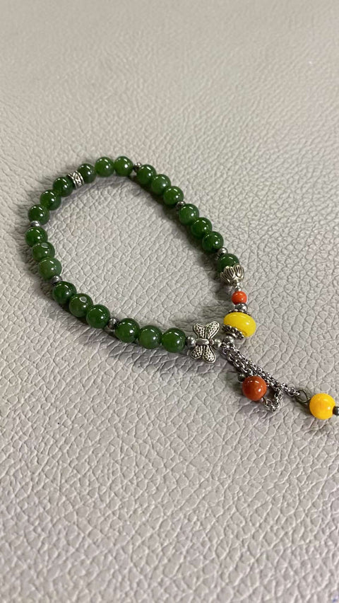 Gelang Jasper Halus dengan Aksesoris Ukuran 6mm Giok bersih, halus dan hangat Sudah termasuk pajak pengiriman.