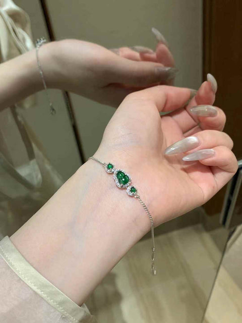 Gelang Labu Giok Alami s925 Sterling Silver Giok bersih dan halus, gaya yang hangat dan indah, sangat halus.