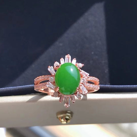 Cincin Jasper Alami yang terbuat dari perak 925 Ukuran 7 * 9mm & nbsp; Giok bersih dan halus Gaya sangat indah & nbsp; Sudah termasuk pajak pengiriman