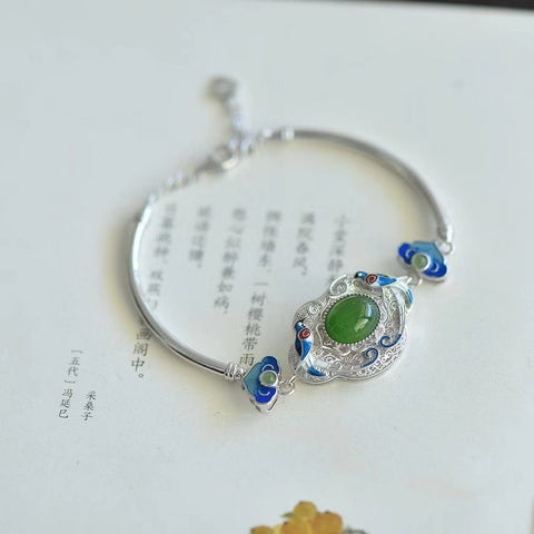 18636 Gelang Kebahagiaan Ganda Jasper Alami 925 Tatahan Perak & Gelang Gaya Unik Kuantitas Sudah termasuk pajak pengiriman.